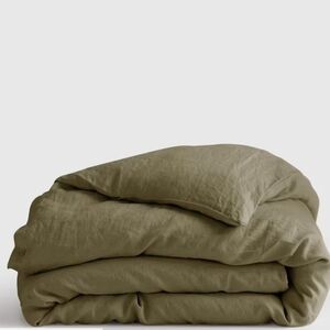 Quince Queen / Full 100% Linen Duvet Cover New In Aloe
